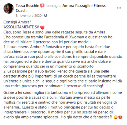Tessa Beschin, 22 anni, personal trainer